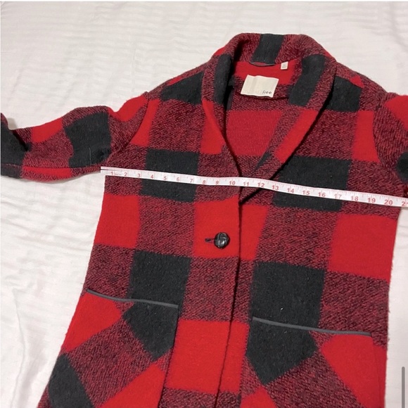 Aritzia Wilfred Free Off-Duty Buffalo Plaid Wool Jacket in Red / Black sz XSmall - Picture 14 of 16